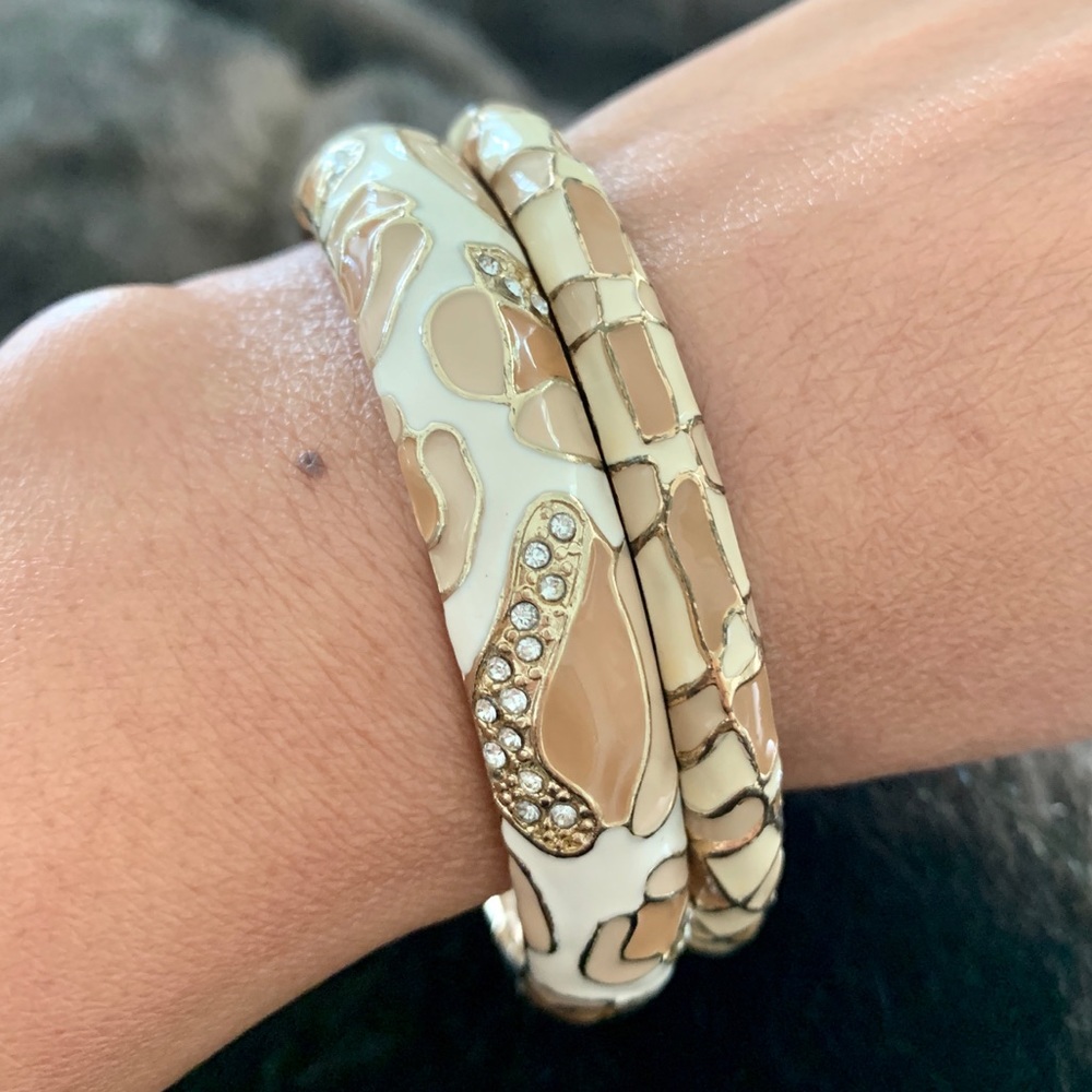 Neutral Tones Enamel Bracelet Duo